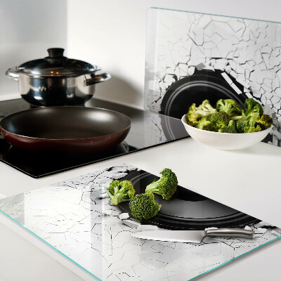 Tagliere in vetro temperato con motivo altoparlante nel muro rotto