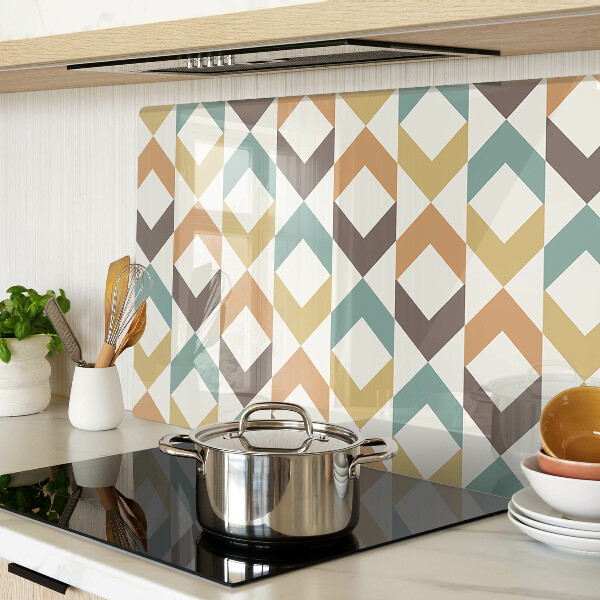 Tagliere in vetro temperato con motivo geometrico nei toni pastello