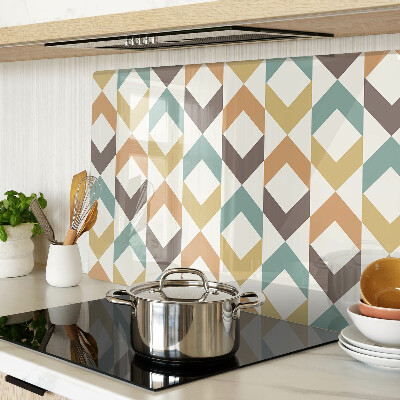 Tagliere in vetro temperato con motivo geometrico nei toni pastello