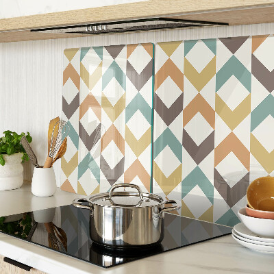 Tagliere in vetro temperato con motivo geometrico nei toni pastello