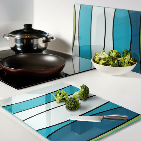 Tagliere in vetro Onde nei toni del blu e verde