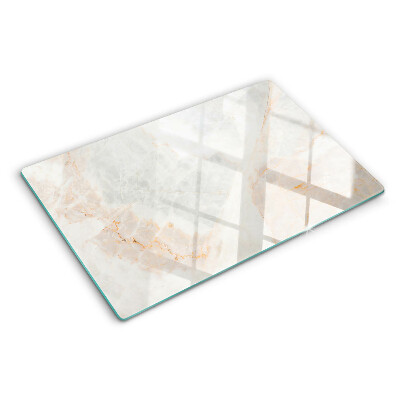 Tagliere in vetro temperato con motivo marmorizzato e venature dorate