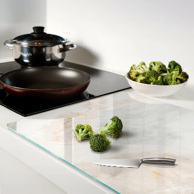 Tagliere in vetro temperato con motivo marmorizzato e venature dorate