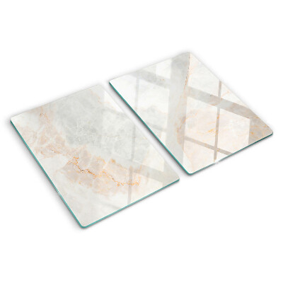 Tagliere in vetro temperato con motivo marmorizzato e venature dorate