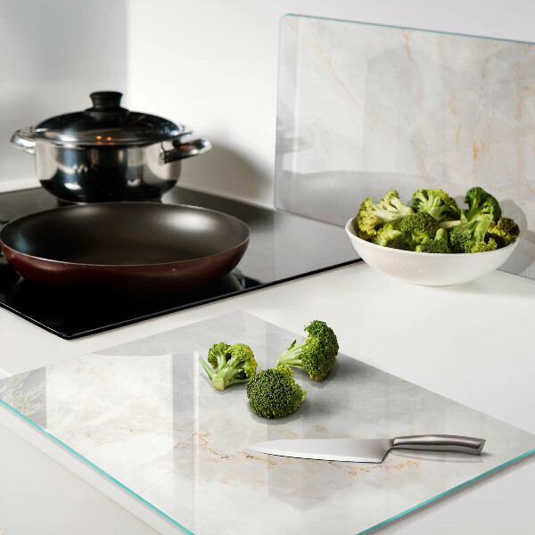 Tagliere in vetro temperato con motivo marmorizzato e venature dorate