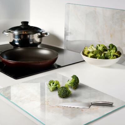 Tagliere in vetro temperato con motivo marmorizzato e venature dorate