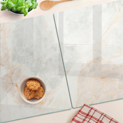 Tagliere in vetro temperato con motivo marmorizzato e venature dorate