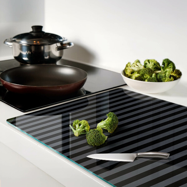 Tagliere in vetro temperato con strisce verticali nei toni del grigio