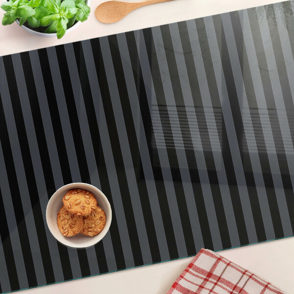 Tagliere in vetro temperato con strisce verticali nei toni del grigio