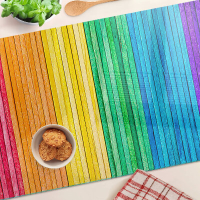 Tagliere in vetro temperato con strisce colorate a effetto arcobaleno