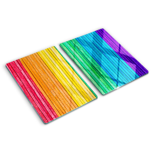 Tagliere in vetro temperato con strisce colorate a effetto arcobaleno