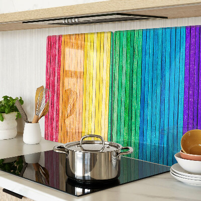 Tagliere in vetro temperato con strisce colorate a effetto arcobaleno
