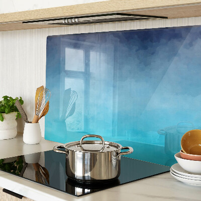 Tagliere in vetro con finitura trasparente nei toni del blu effetto nebbia