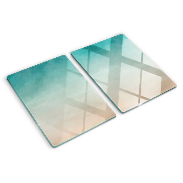 Tagliere in vetro temperato con gradiente nei toni del blu e dell'arancione