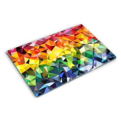Tagliere in vetro con mosaico colorato di triangoli
