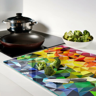 Tagliere in vetro con mosaico colorato di triangoli