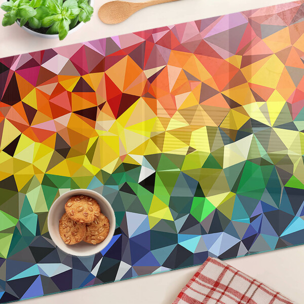 Tagliere in vetro con mosaico colorato di triangoli