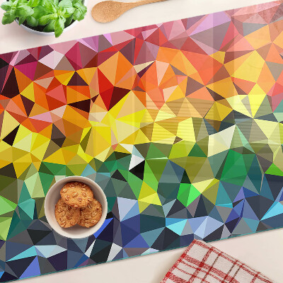 Tagliere in vetro con mosaico colorato di triangoli