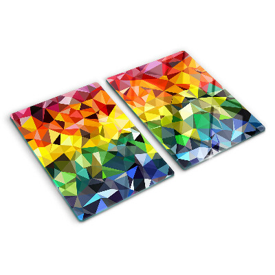 Tagliere in vetro con mosaico colorato di triangoli