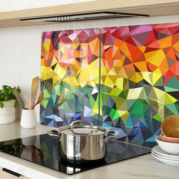 Tagliere in vetro con mosaico colorato di triangoli