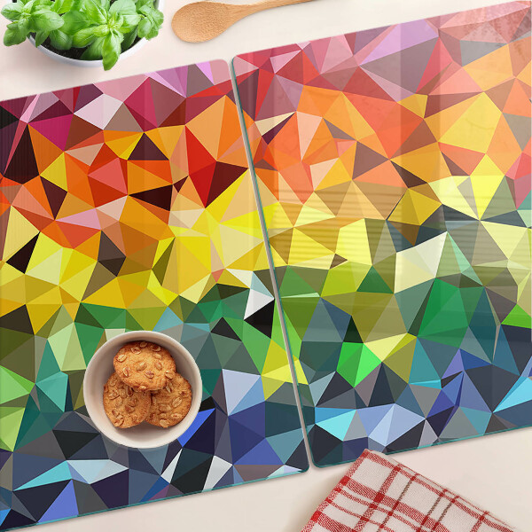 Tagliere in vetro con mosaico colorato di triangoli