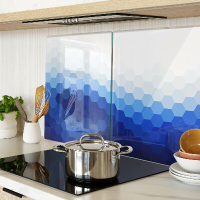 Tagliere in vetro temperato con motivo a esagoni blu sfumati