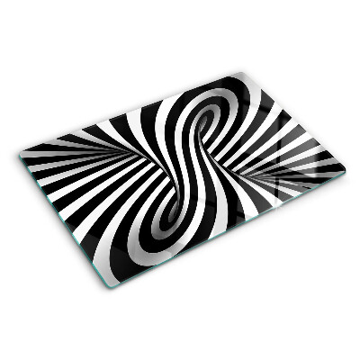 Tagliere in vetro con motivo a spirale in bianco e nero