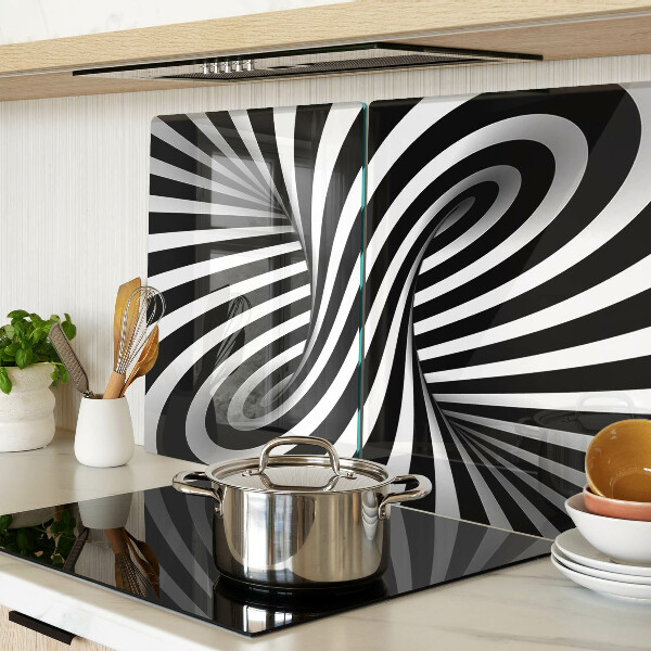 Tagliere in vetro con motivo a spirale in bianco e nero