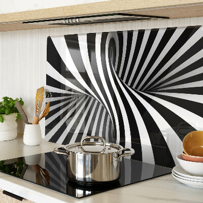 Tagliere in vetro temperato con motivo a spirale in bianco e nero