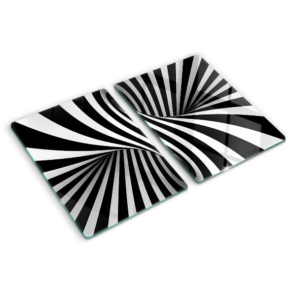 Tagliere in vetro temperato con motivo a spirale in bianco e nero