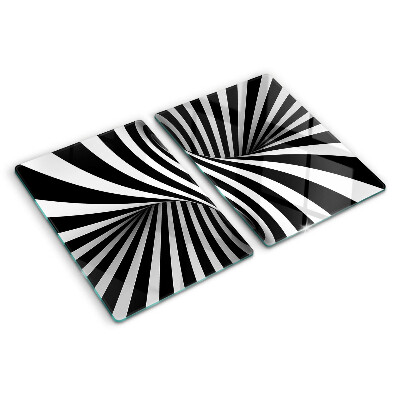 Tagliere in vetro temperato con motivo a spirale in bianco e nero