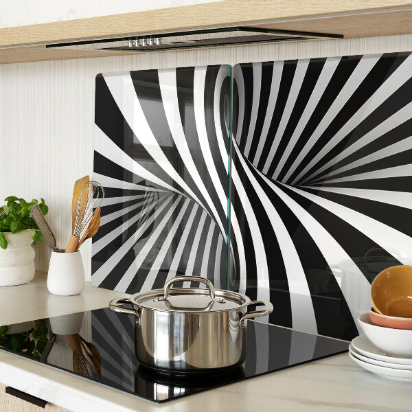 Tagliere in vetro temperato con motivo a spirale in bianco e nero