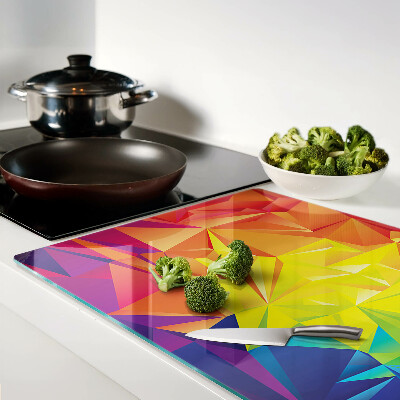 Tagliere in vetro con motivo geometrico colorato