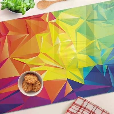 Tagliere in vetro con motivo geometrico colorato