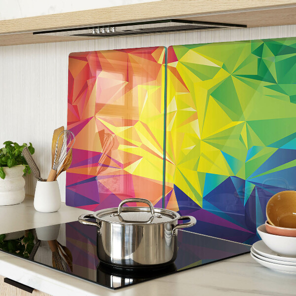 Tagliere in vetro con motivo geometrico colorato