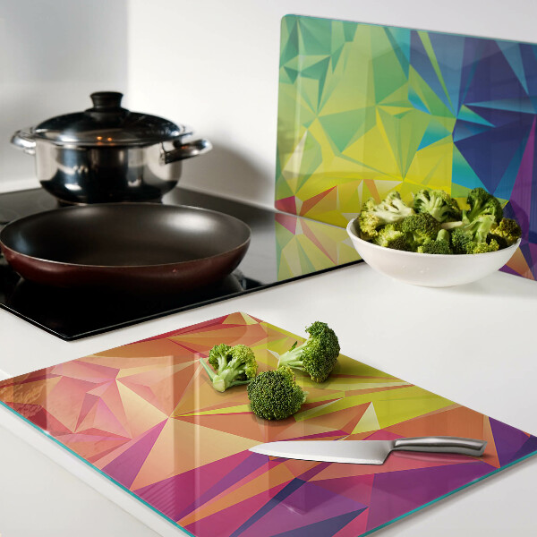 Tagliere in vetro con motivo geometrico colorato