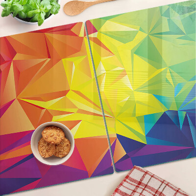 Tagliere in vetro con motivo geometrico colorato