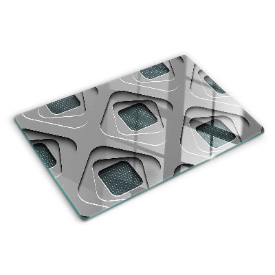 Tagliere in vetro temperato con motivi geometrici nei toni del grigio