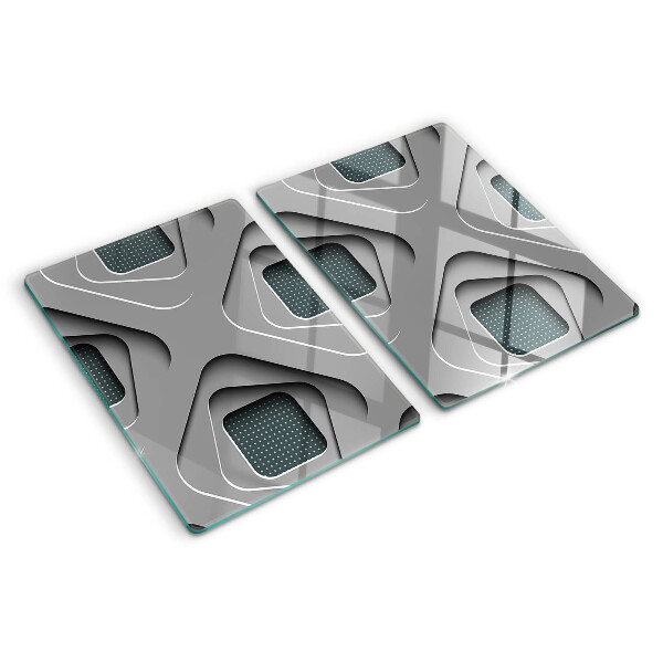 Tagliere in vetro temperato con motivi geometrici nei toni del grigio