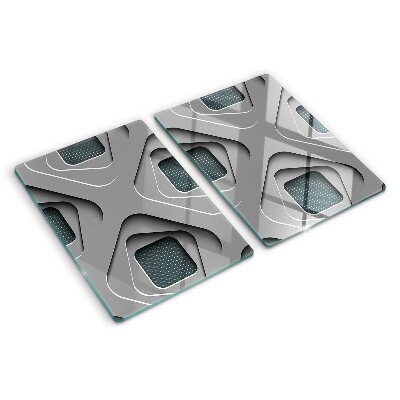 Tagliere in vetro temperato con motivi geometrici nei toni del grigio