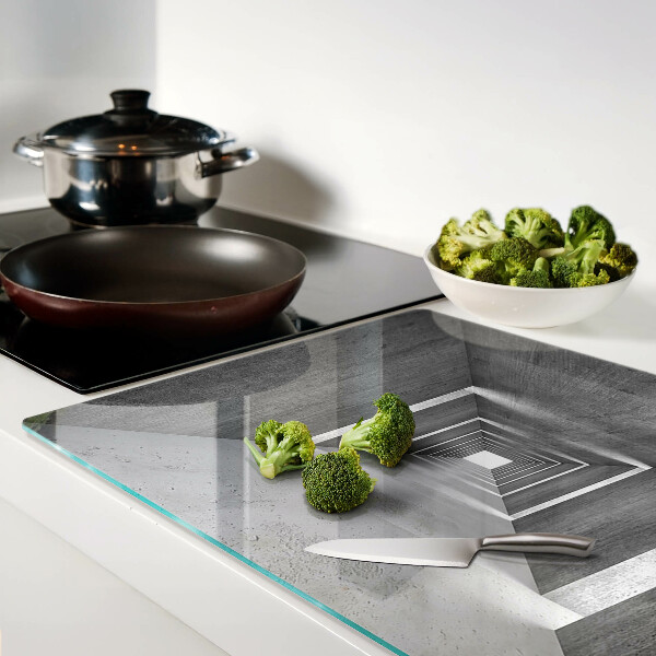 Tagliere in vetro con motivo a tunnel architettonico nei toni del grigio