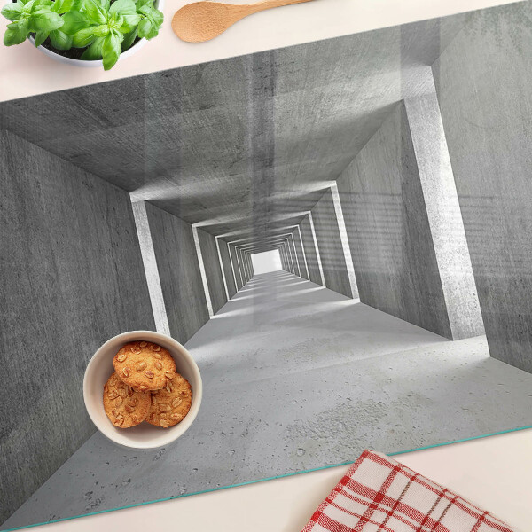 Tagliere in vetro con motivo a tunnel architettonico nei toni del grigio