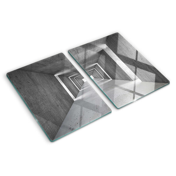 Tagliere in vetro con motivo a tunnel architettonico nei toni del grigio