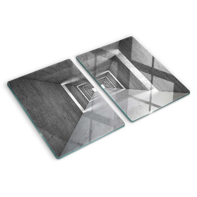 Tagliere in vetro con motivo a tunnel architettonico nei toni del grigio