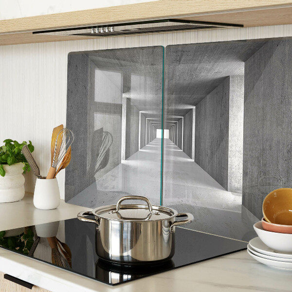 Tagliere in vetro con motivo a tunnel architettonico nei toni del grigio