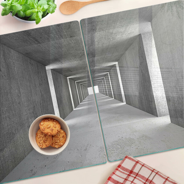 Tagliere in vetro con motivo a tunnel architettonico nei toni del grigio