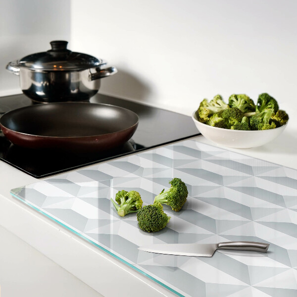 Tagliere in vetro temperato con motivo geometrico a cubi 3D