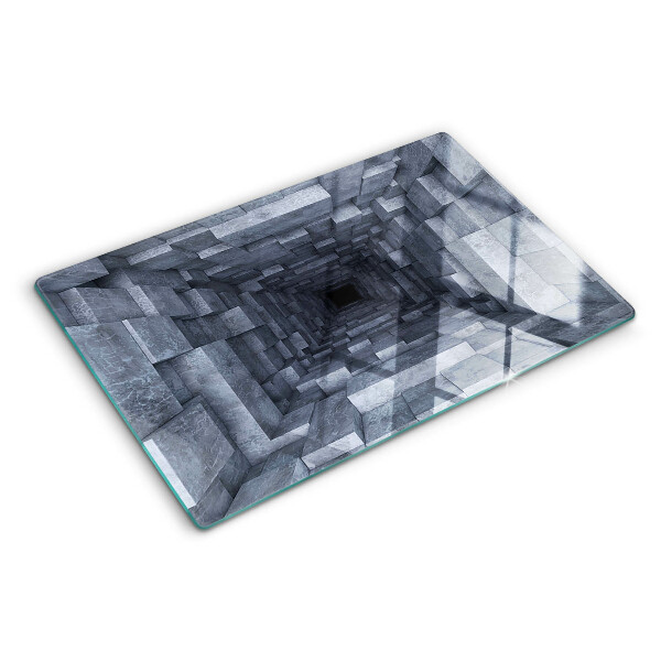 Tagliere in vetro temperato con stampa che crea l'illusione di un buco profondo