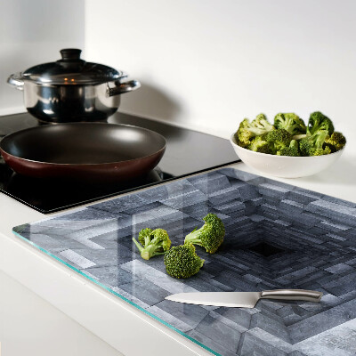 Tagliere in vetro temperato con stampa che crea l'illusione di un buco profondo