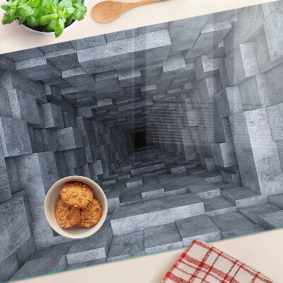 Tagliere in vetro temperato con stampa che crea l'illusione di un buco profondo